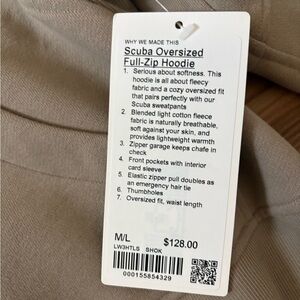 lululemon full zip oversized scuba nwt